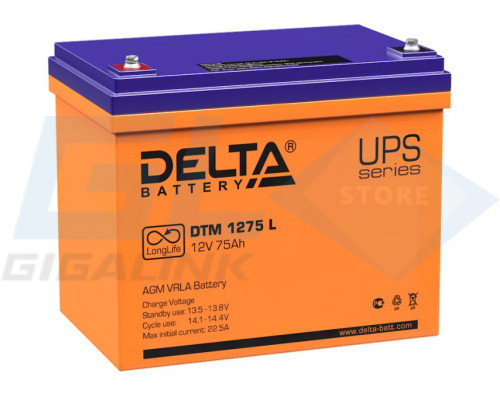 Gigalink Аккумуляторная батарея Delta DTM 1275 L (12V / 75Ah), DTM1275L